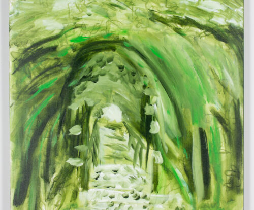 Green painting of an arbor path