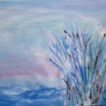Blue painting of a storm surging