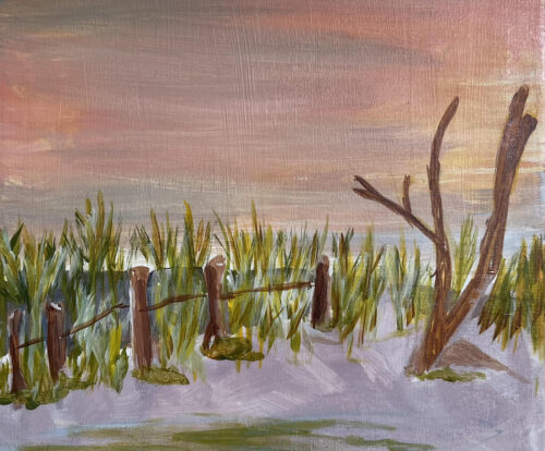 Painting of a marsh.