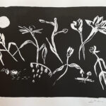 Black and white lithograph of a garden.