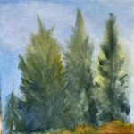 Painting of evergreen trees