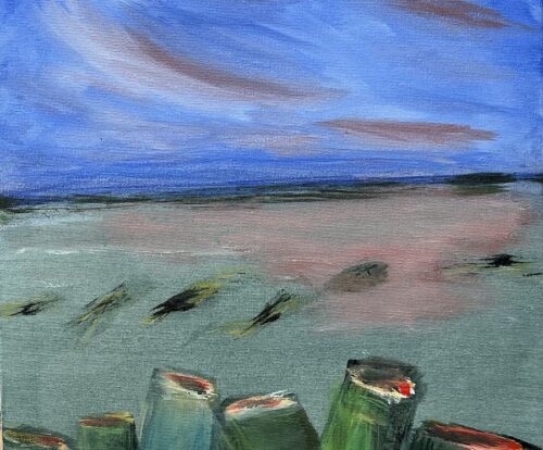 Beach landscape painting.