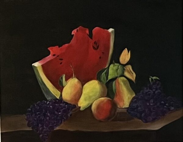 Painting of fruit on a table
